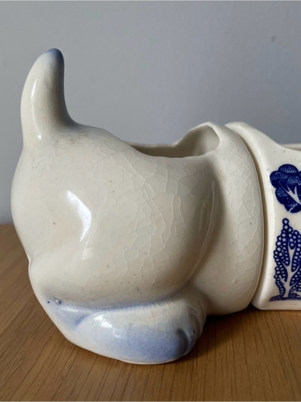 Vintage Blue Willow Dachshund 4-Piece Ceramic Planter Snack Set Japan - Picture 9 of 16